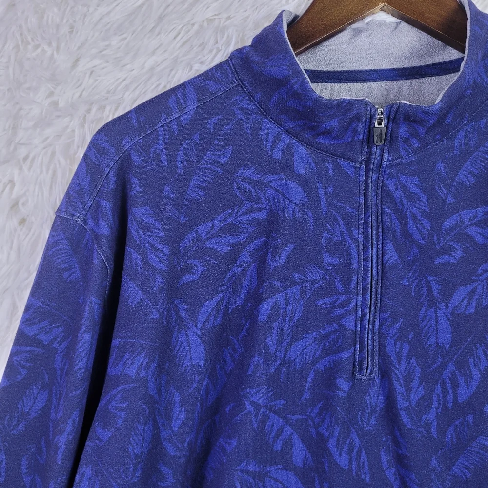 Johnnie O 1/4‎ Zip Pullover Blue Wake Trooper Leaves Performance Golf Mens XL